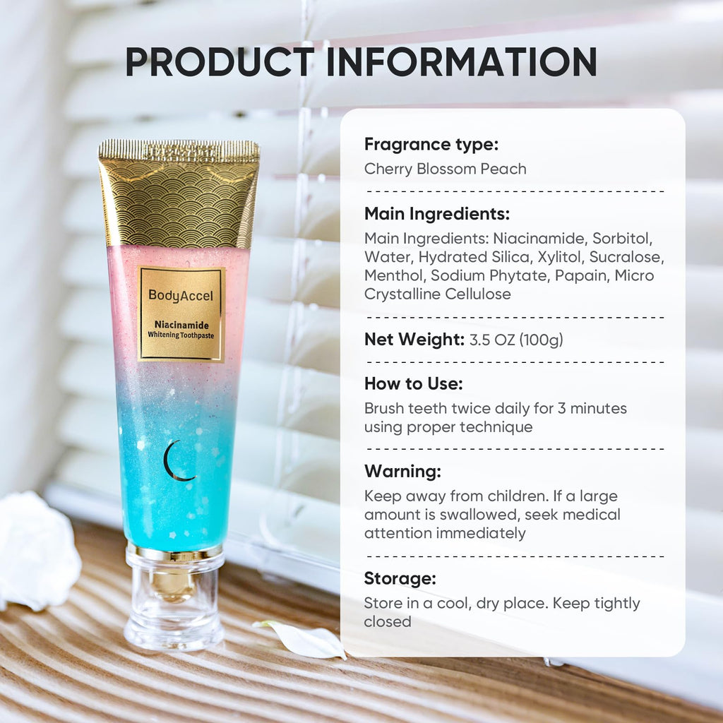 BodyAccel Niacinamide Whitening Toothpaste | Natural Formula

