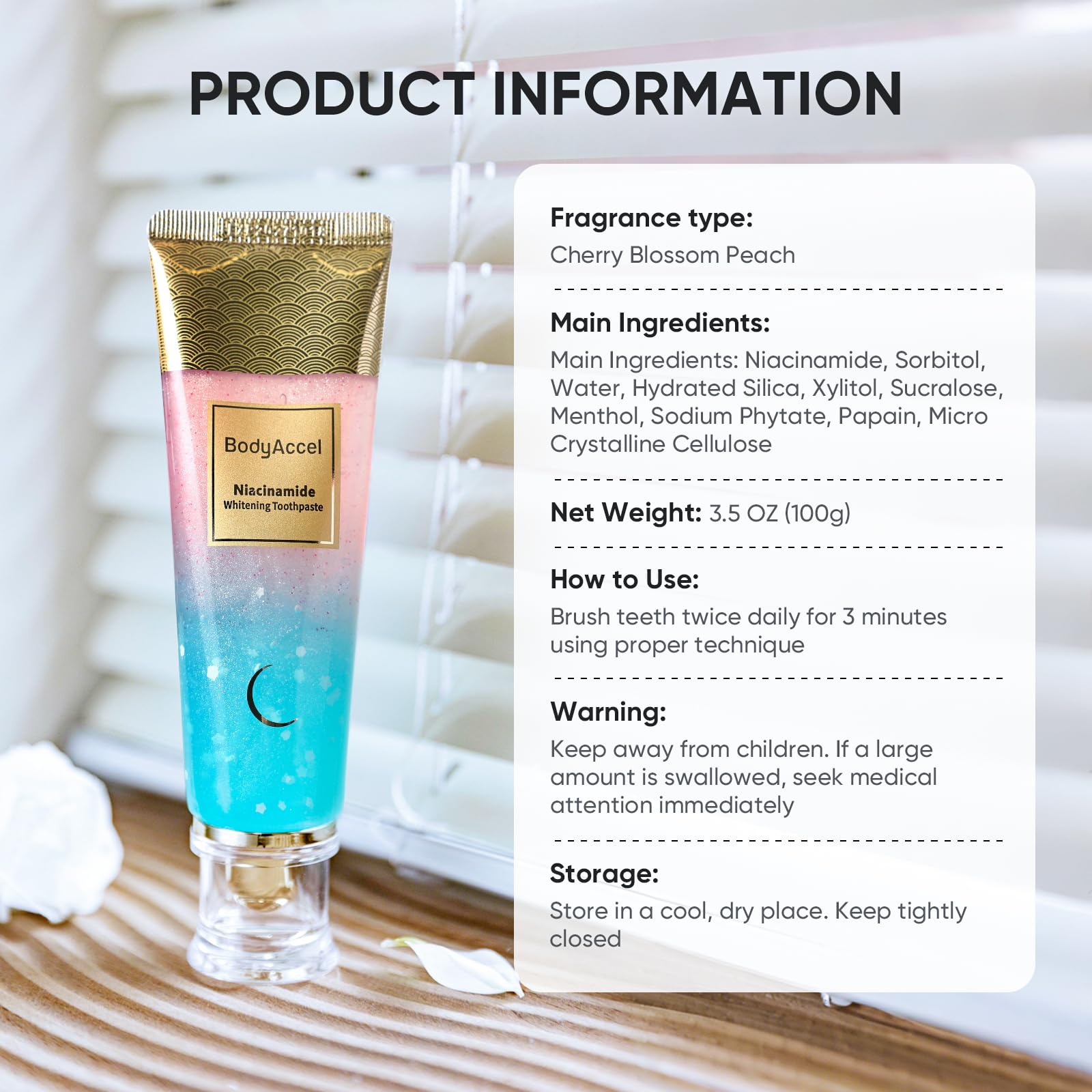 BodyAccel Niacinamide Whitening Toothpaste | Natural Formula

