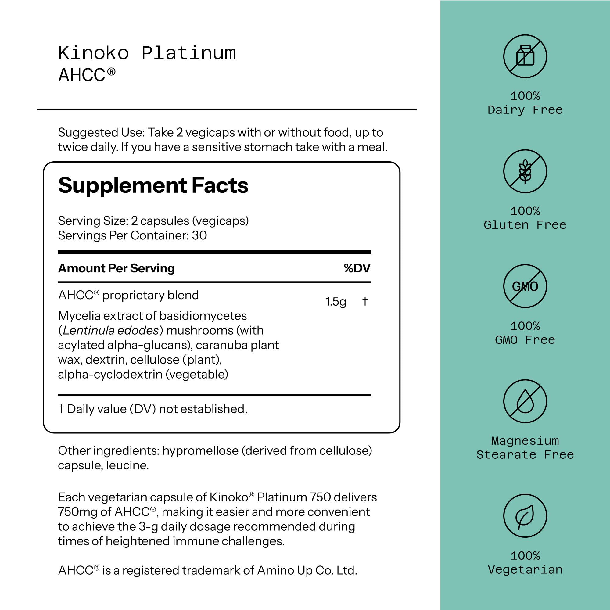 Quality of Life Kinoko Platinum AHCC Immune Support

