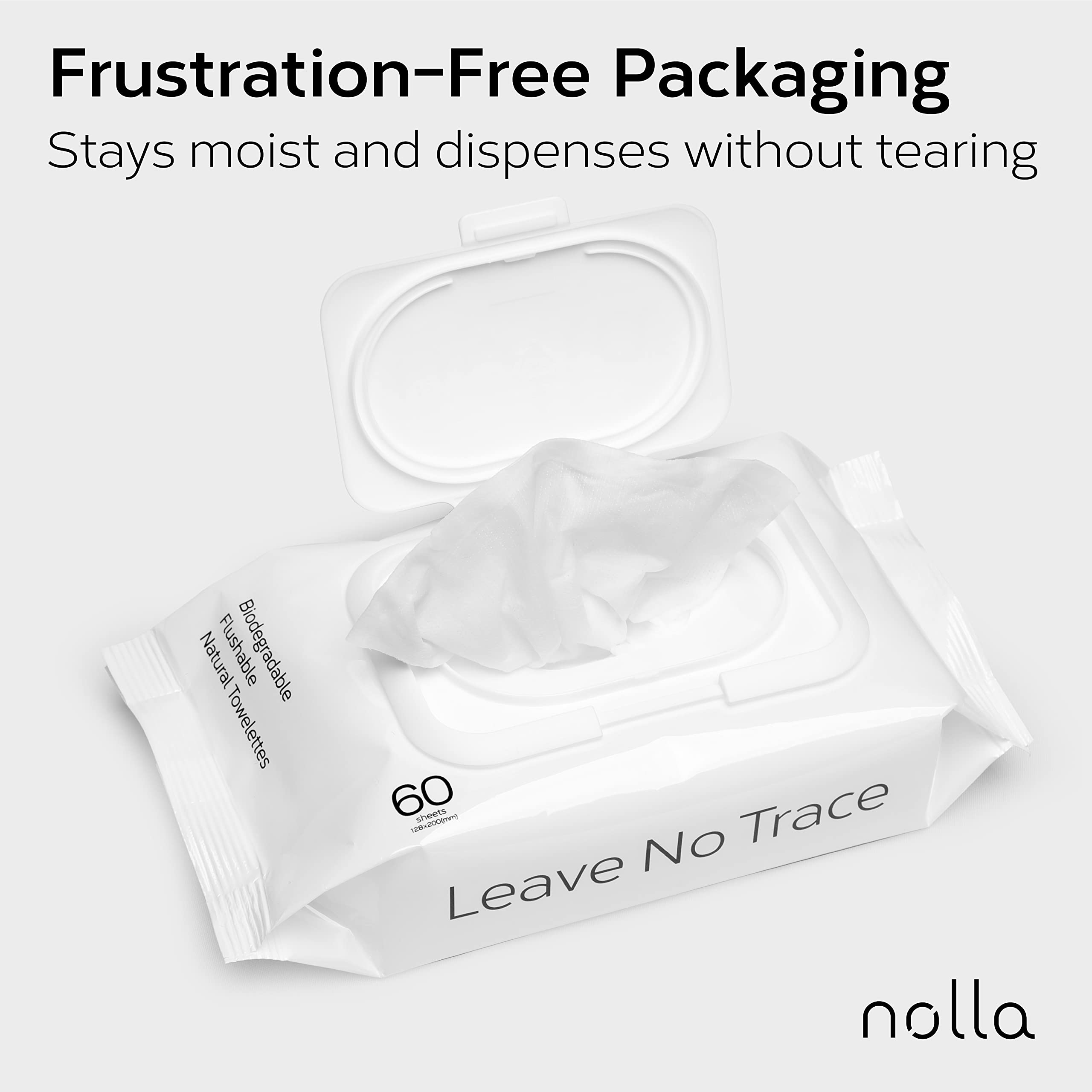Nolla Flushable Wipes | Plant-Based Biodegradable Wet Wipes


