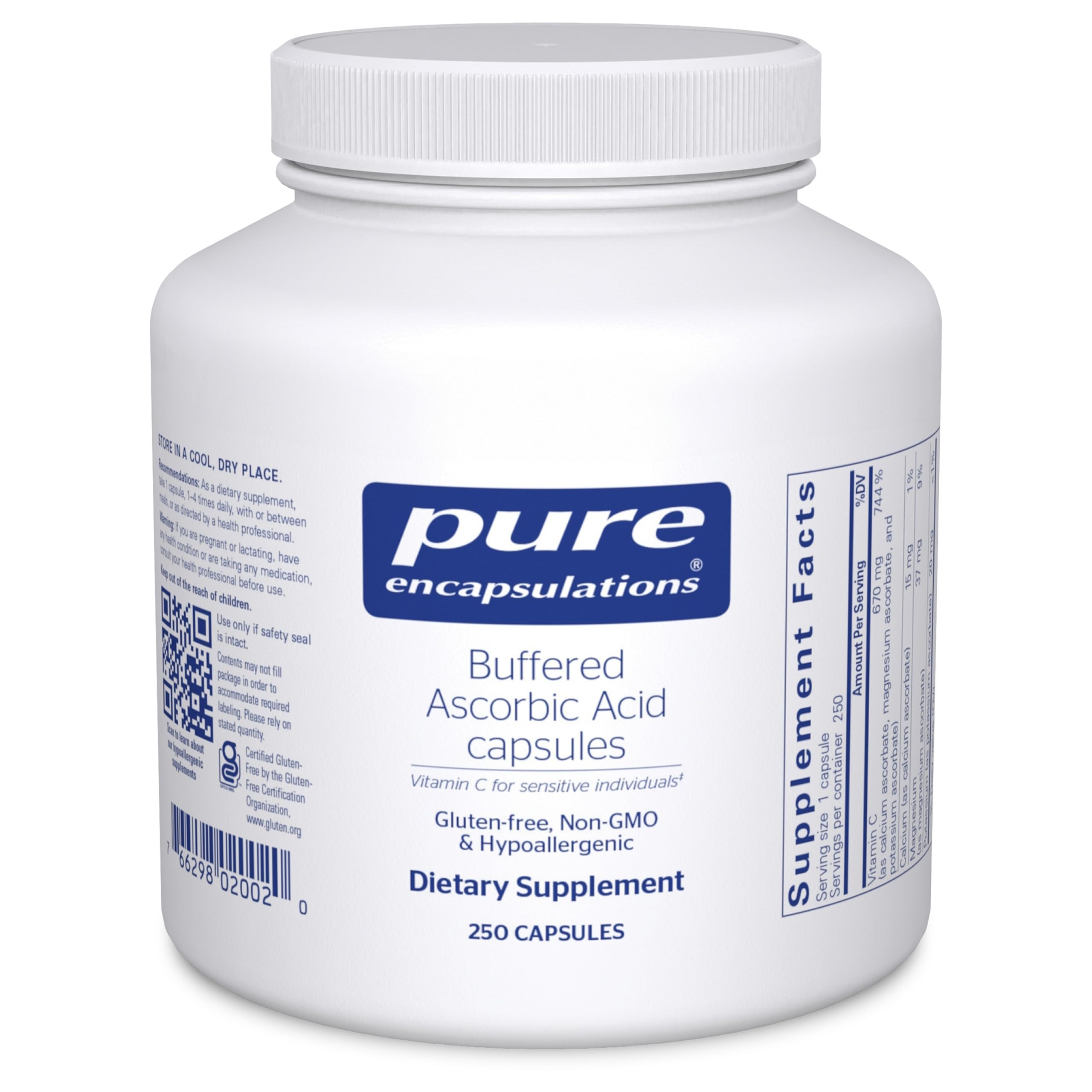 Pure Encapsulations Buffered Ascorbic Acid Capsules, Vitamin C for Sensitive Individuals