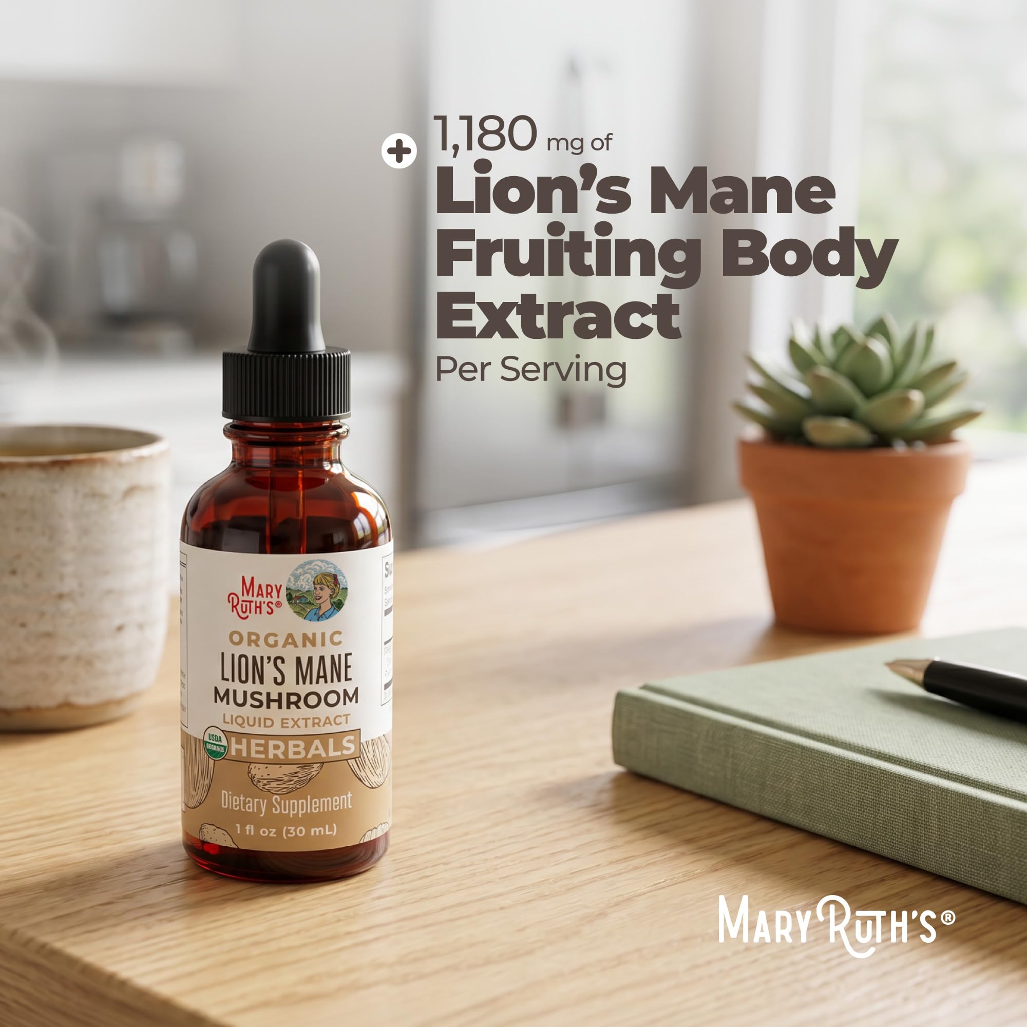 MaryRuth's Lions Mane Mushroom Liquid Drops for Brain Health

