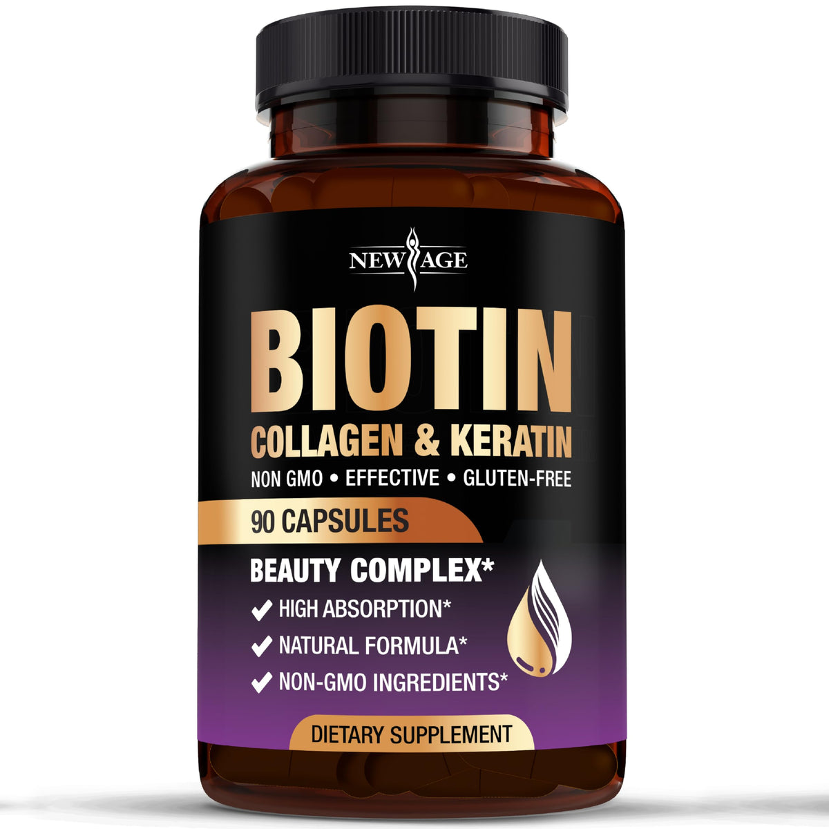 NEW AGE Biotin Collagen Keratin Hyaluronic Acid Hair Growth Vitamins for Hair, Skin & Nails