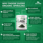 Zazzee USDA Organic Spirulina Powder - 100% Pure

