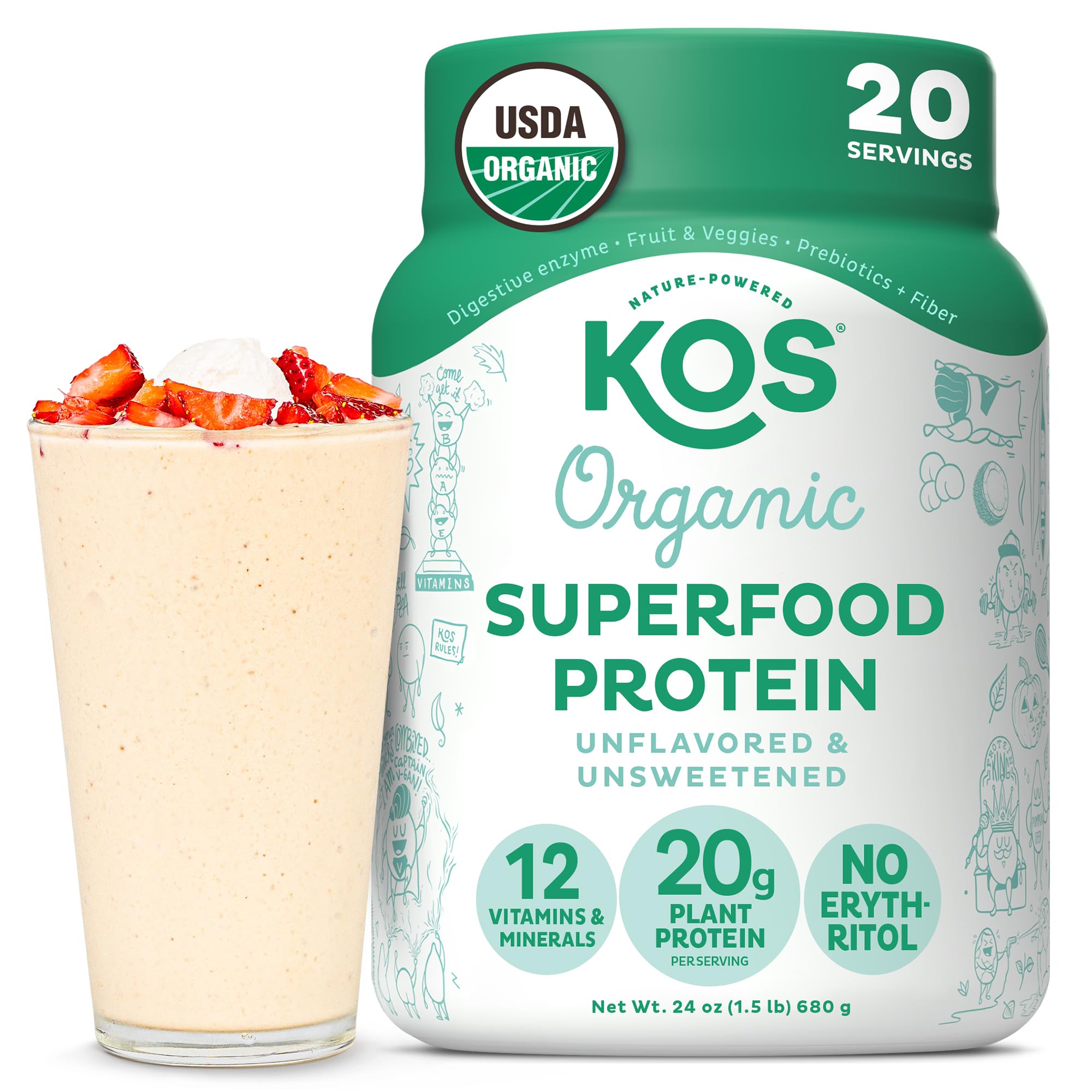 KOS Plant-Based Vegan Protein Powder - Pea Protein Blend
