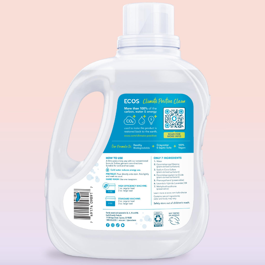 ECOS Laundry Detergent Liquid - Hypoallergenic Plant-Powered

