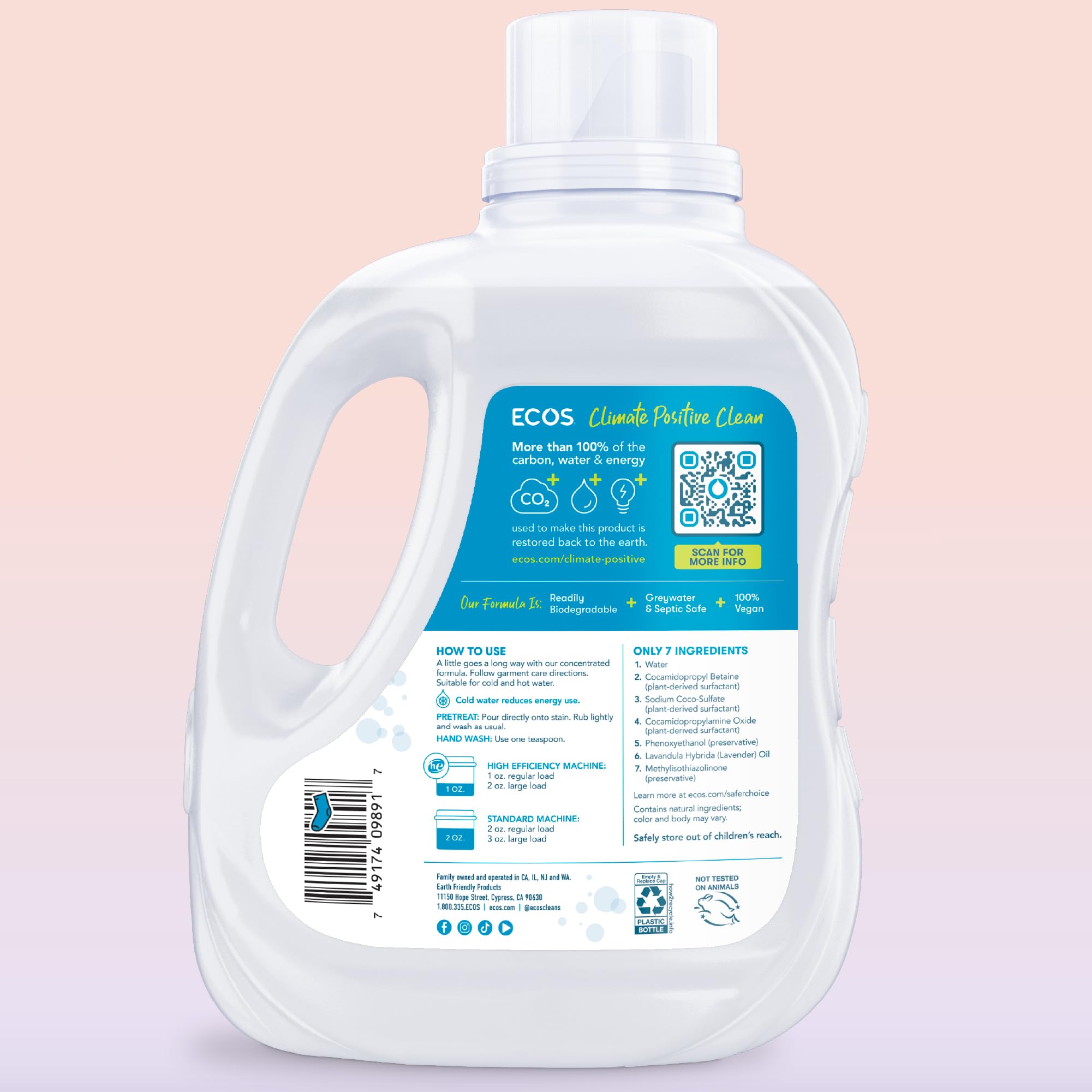 ECOS Laundry Detergent Liquid - Hypoallergenic Plant-Powered


