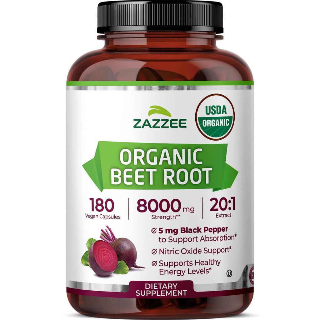 Zazzee USDA Organic Beet Root Extract 20:1 Capsules

