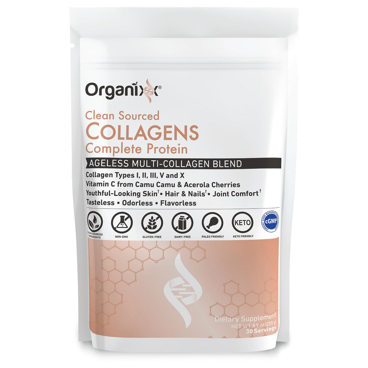 Organixx Clean Sourced Collagen Peptides Powder with Vitamin C