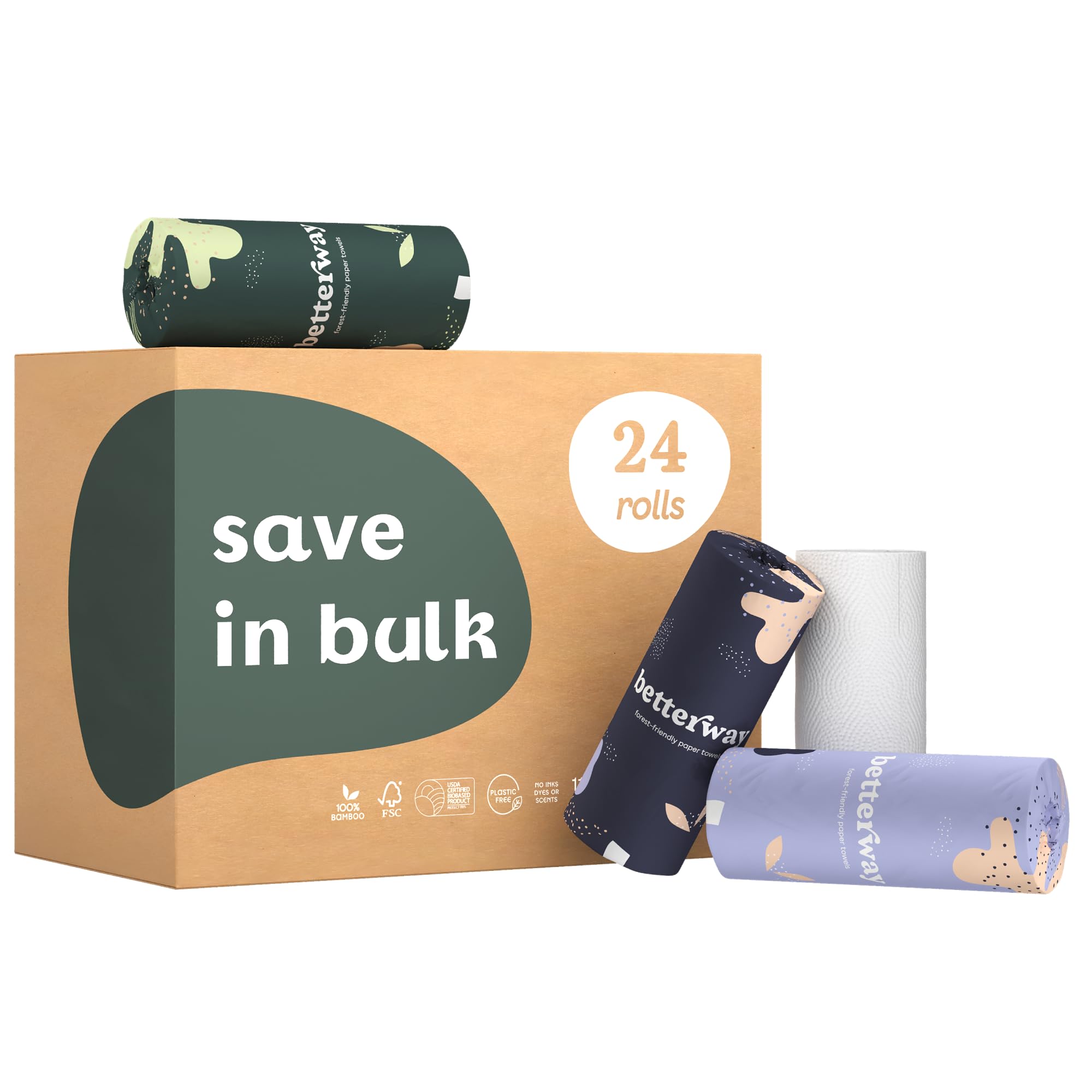 Betterway Bamboo Paper Towels – Tree-Free, Compostable, PFAS-Free