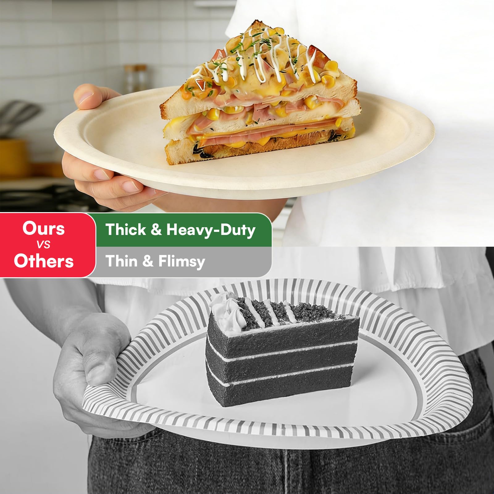 Compostable Sugarcane Paper Plates Heavy-Duty

