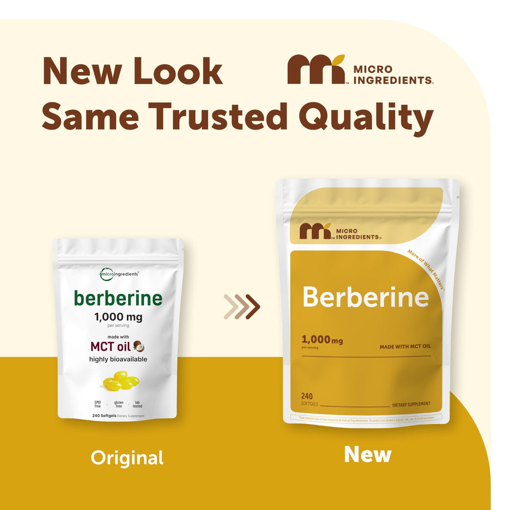 Micro Ingredients Berberine 1000mg Softgels with MCT

