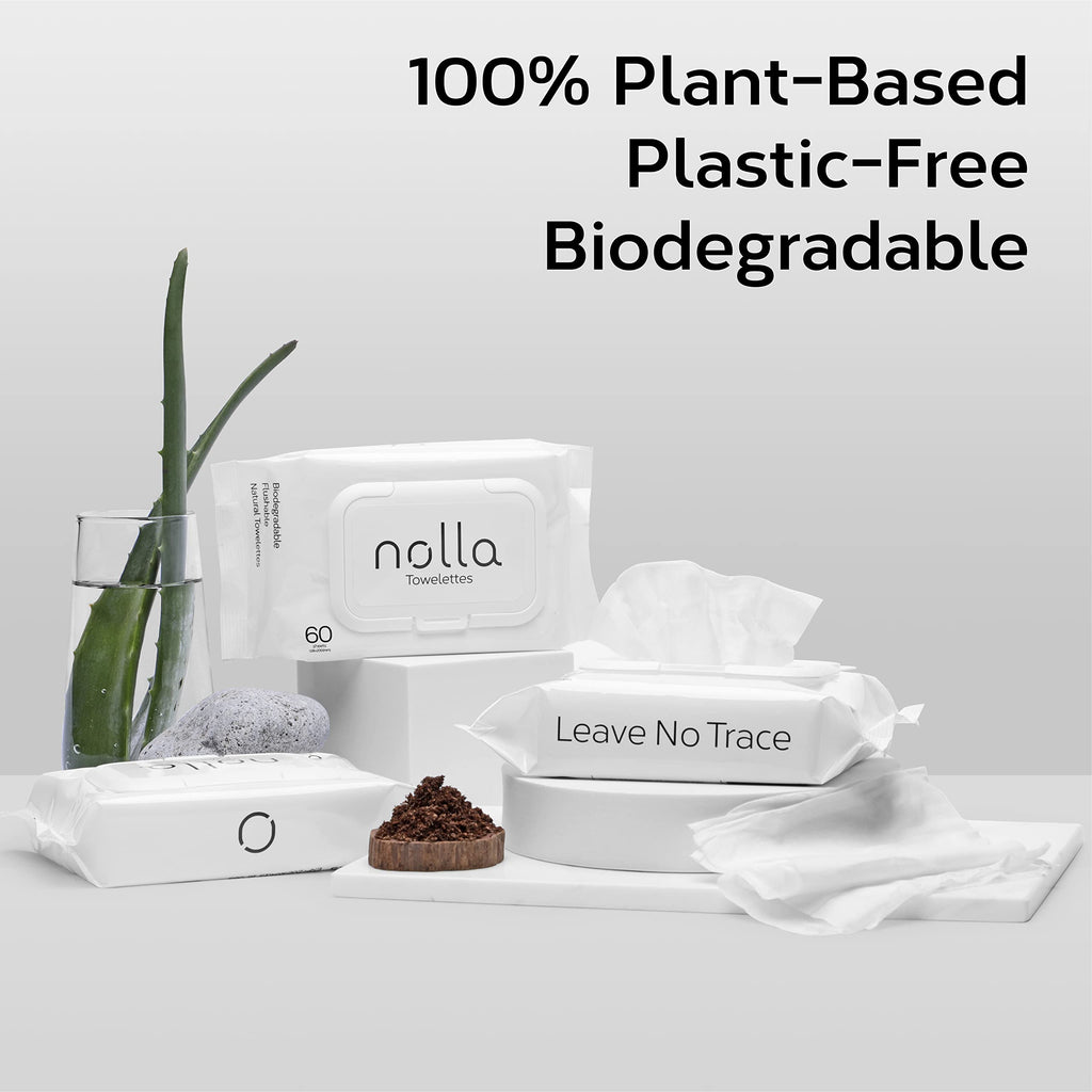 Nolla Flushable Wipes | Plant-Based Biodegradable Wet Wipes

