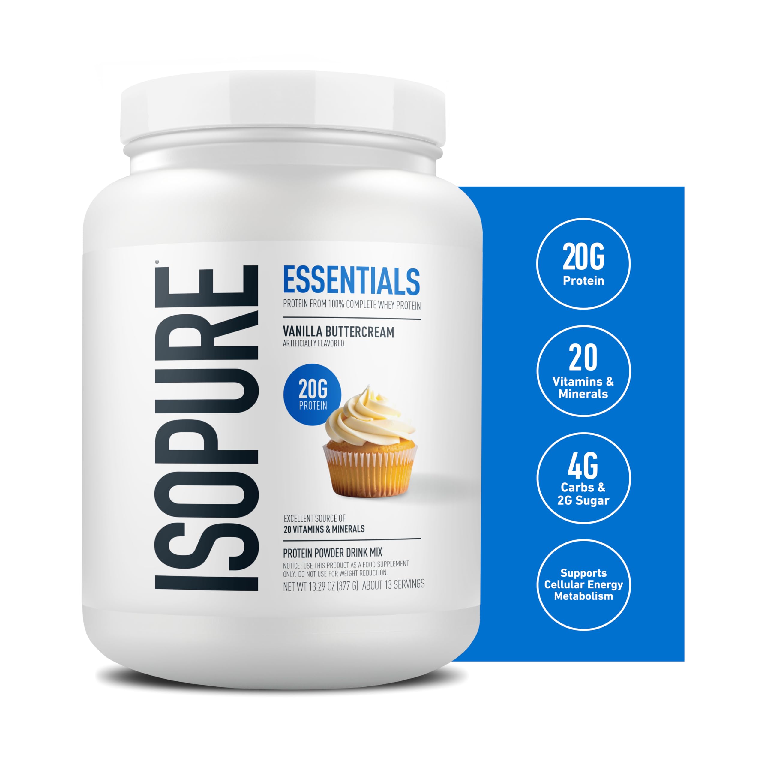 Whey Protein Powder Isopure Essentials with Vitamins

