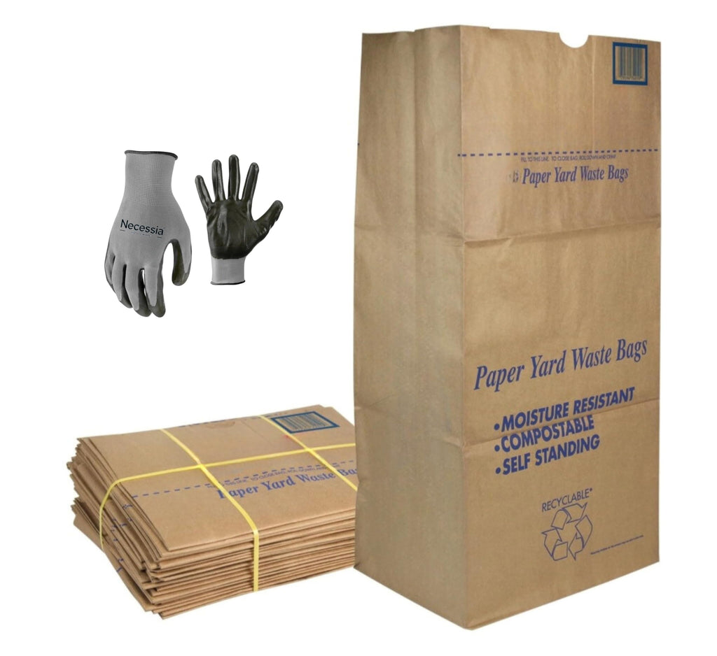 Necessia Yard Waste Bags with Gloves – Heavy-Duty Self-Standing

