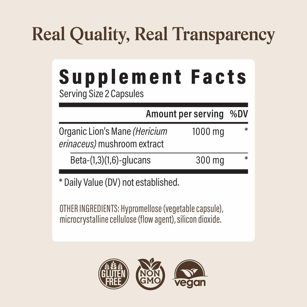 Real Mushrooms Lion's Mane Cognition Brain Support

