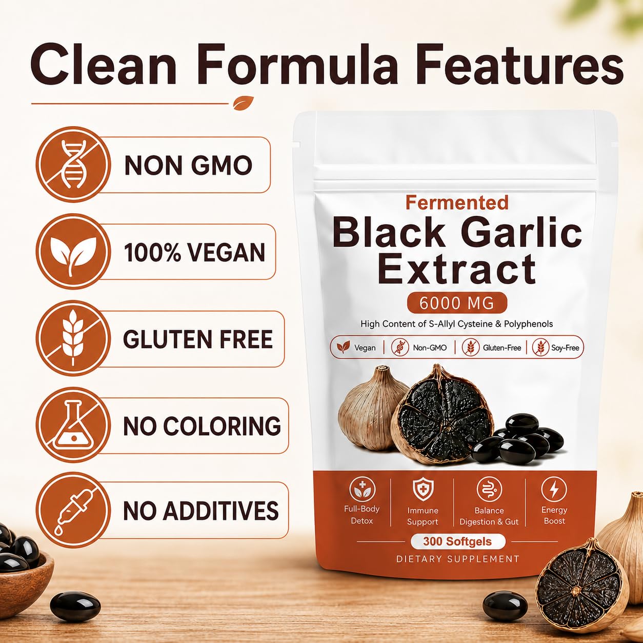 Fermented Black Garlic Extract Immune Support | Vegan


