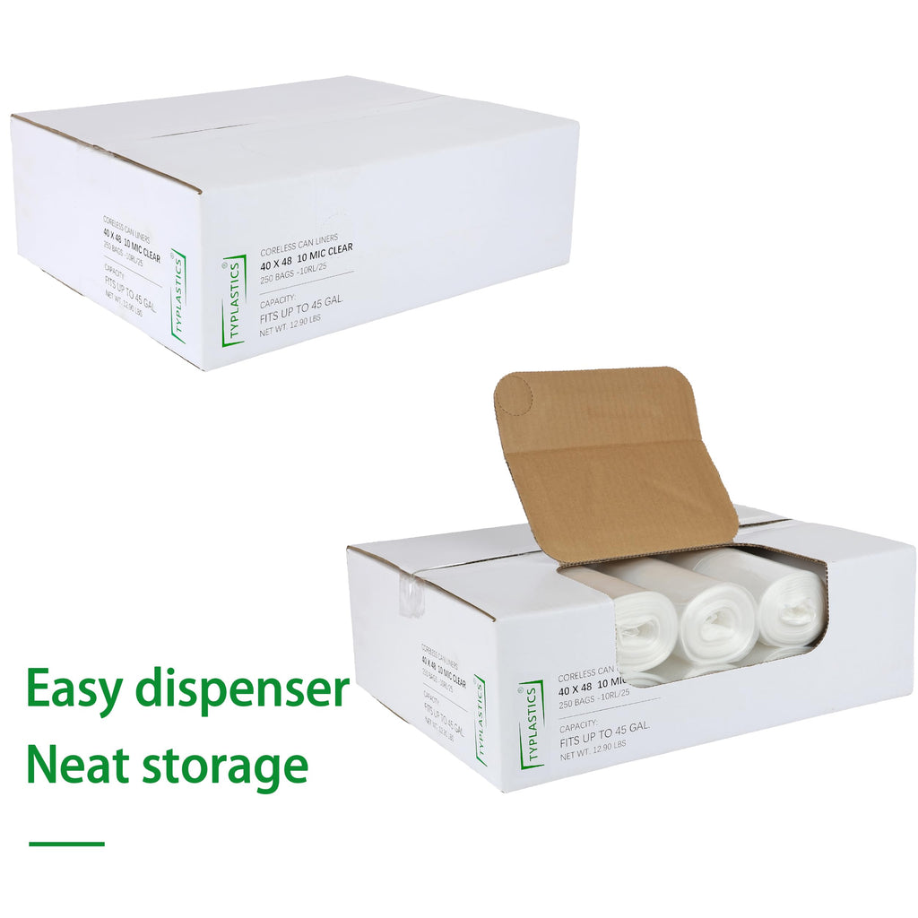 TYPLASTICS Clear Trash Can Liners - High Density

