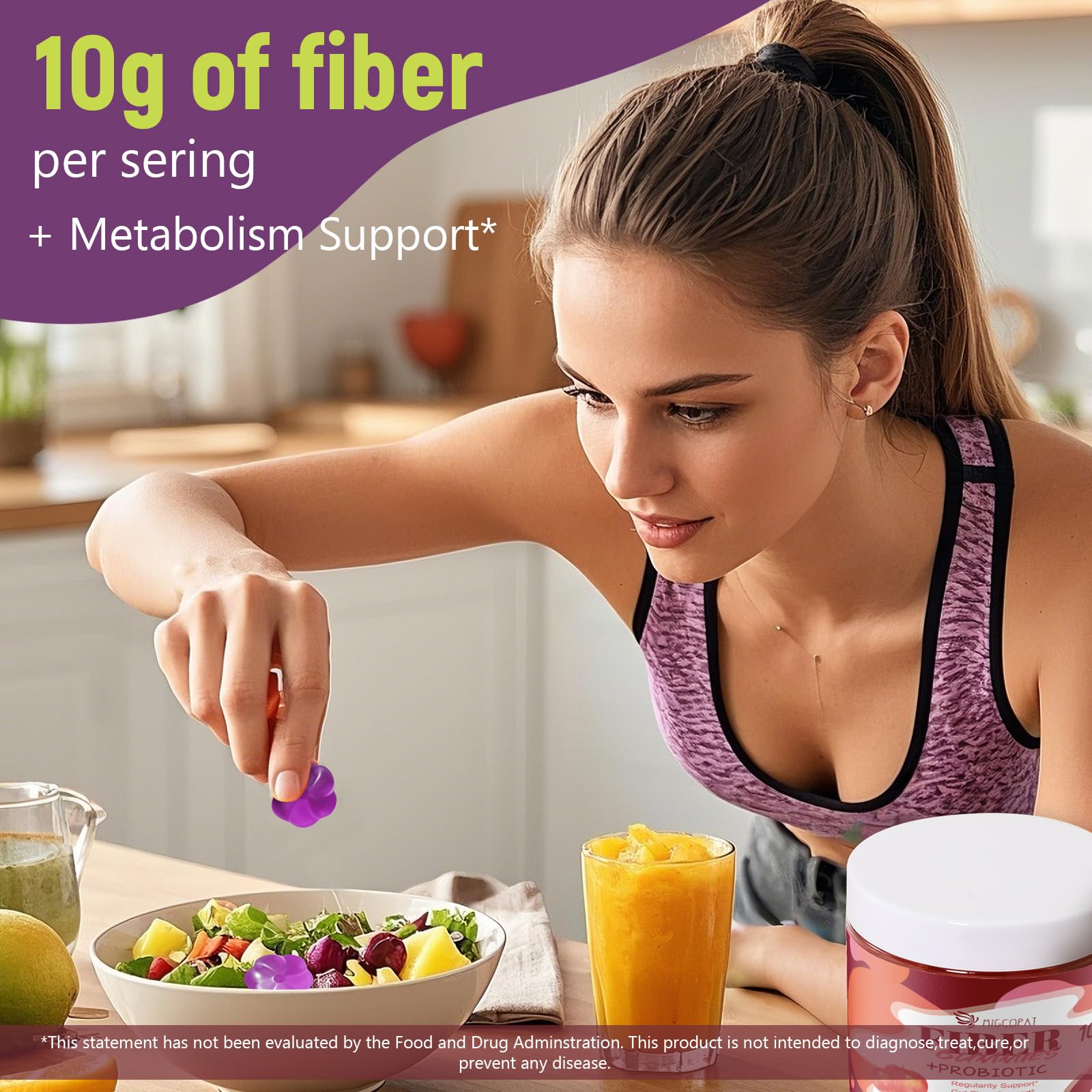 Migcopat Fiber Gummies for Adults with Probiotics & ACV

