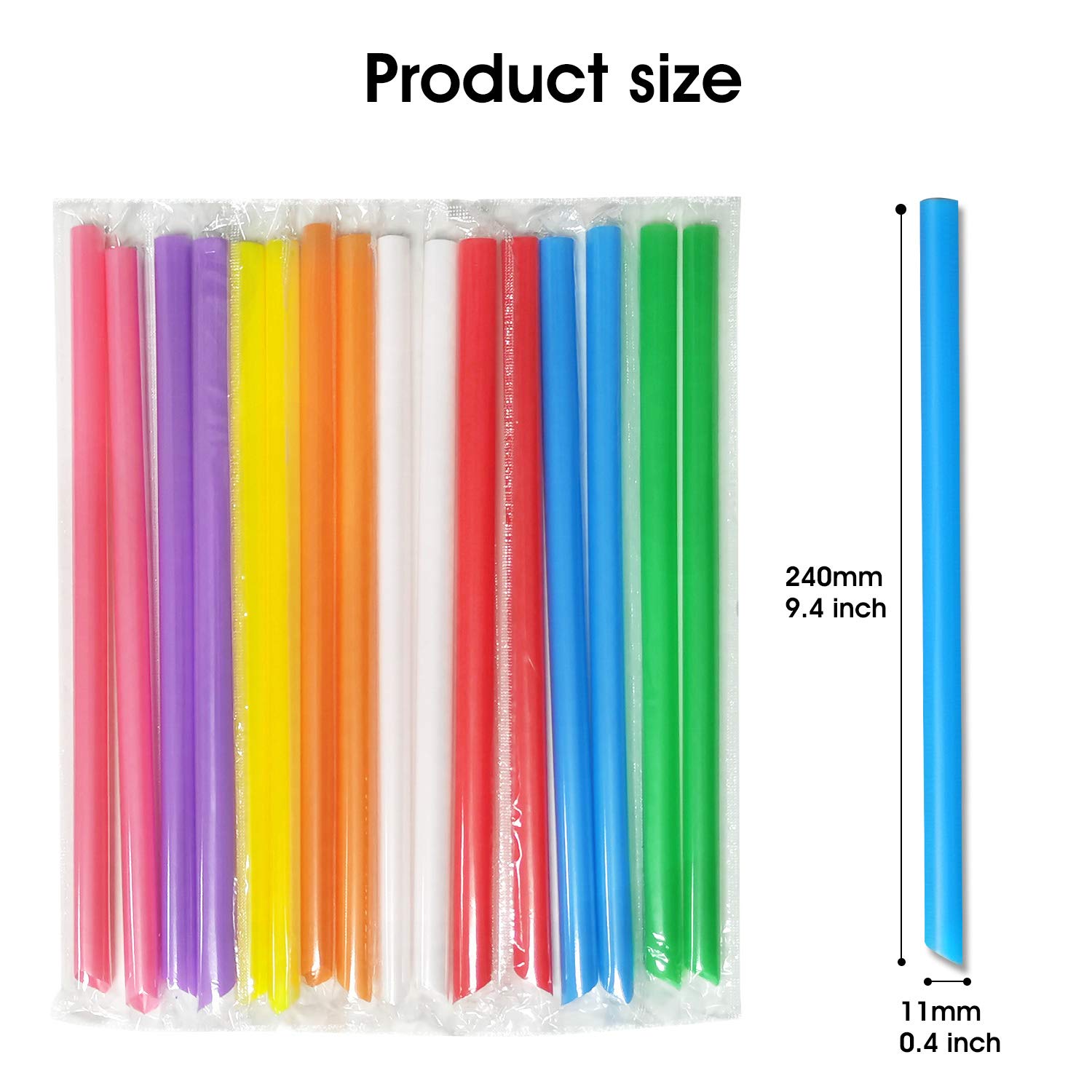 Individually Wrapped Jumbo Smoothie Boba Straws

