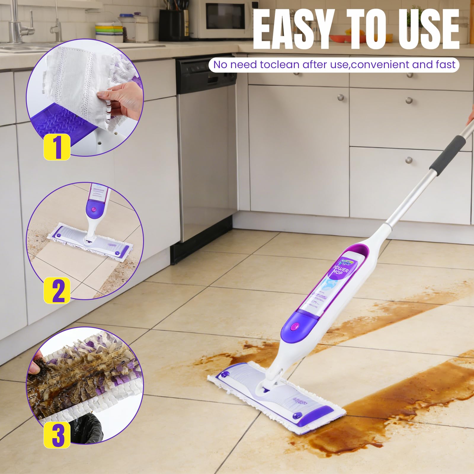 Swiffer Power Mop Refill Pads Microfiber Cleaning

