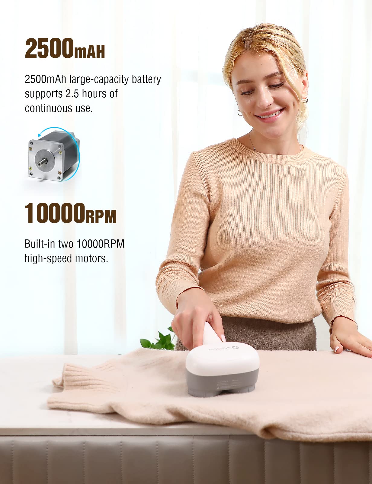 VASSON Fabric Shaver - Electric Lint Remover with Dual-Head

