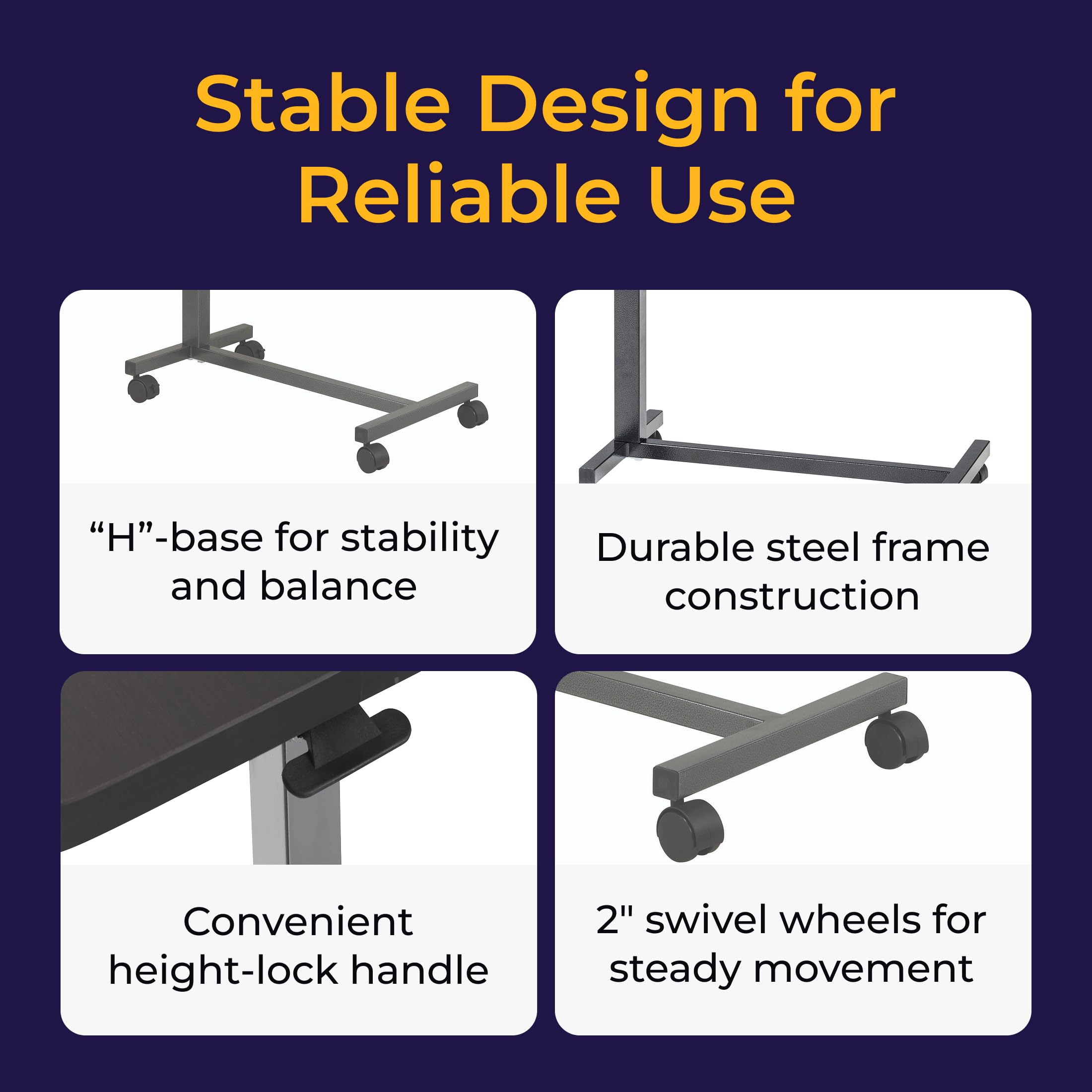 Drive Medical Overbed Table with Wheels - Non Tilt Surface


