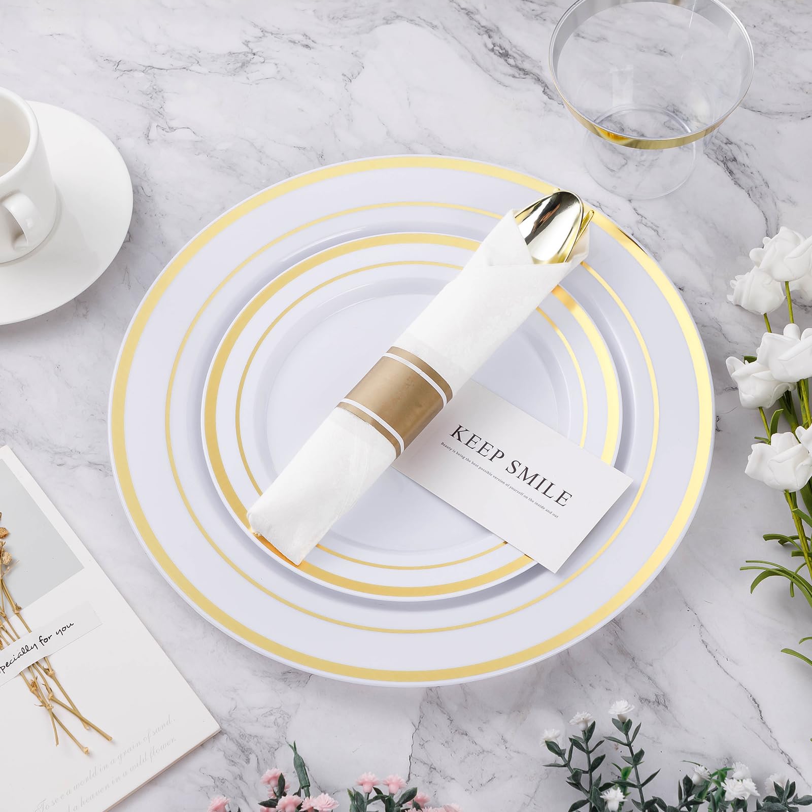 BESTVIP Disposable Plastic Dinnerware Set


