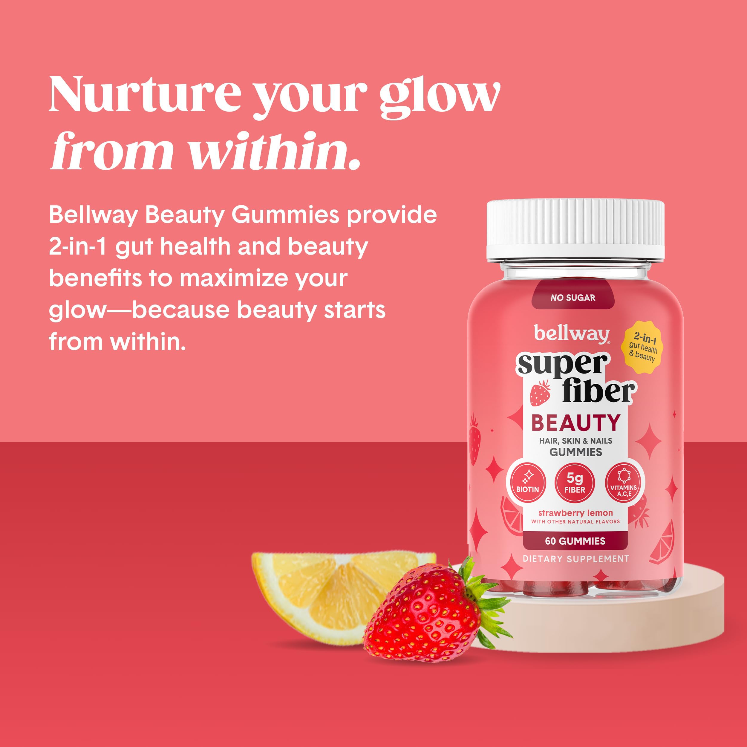 Bellway Fiber Gummies + Beauty Sugar Free Digestive Support

