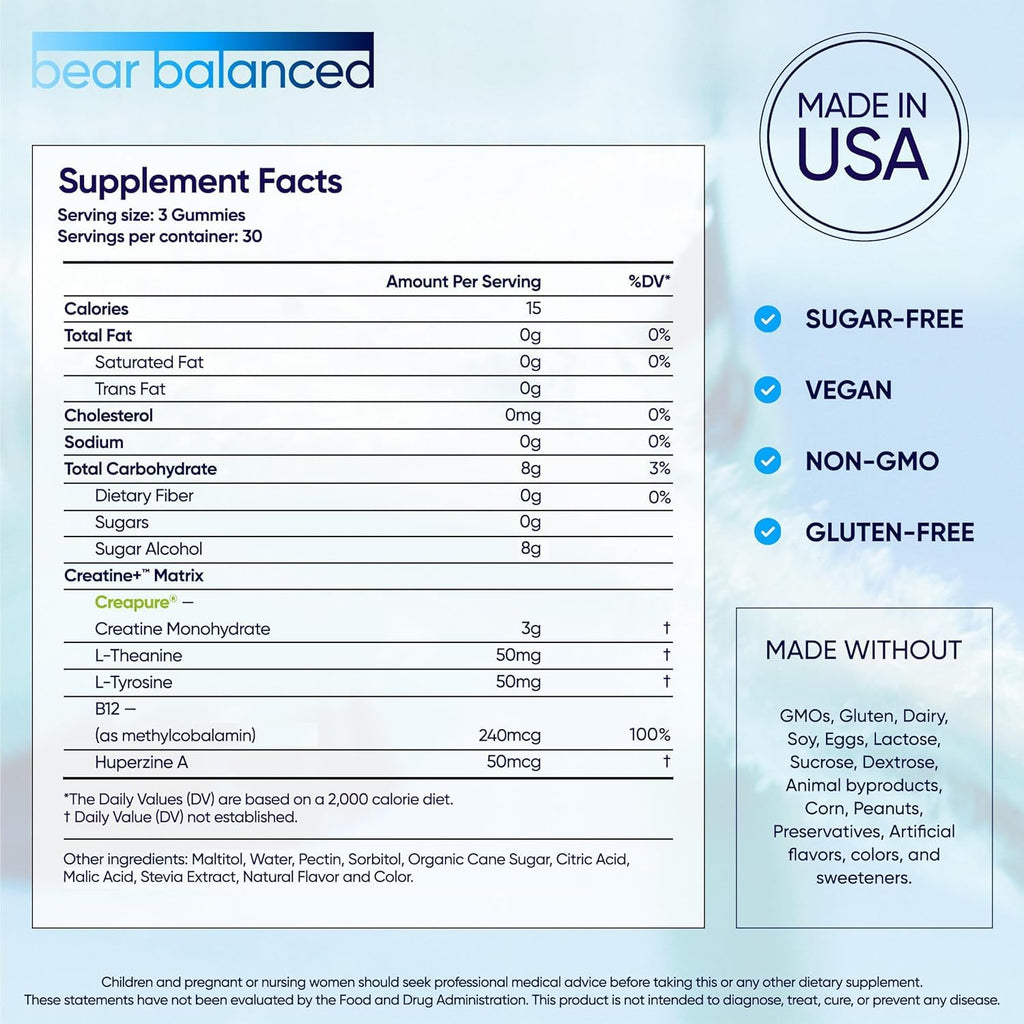 Bear Balanced Creatine Gummies with Creapure Monohydrate


