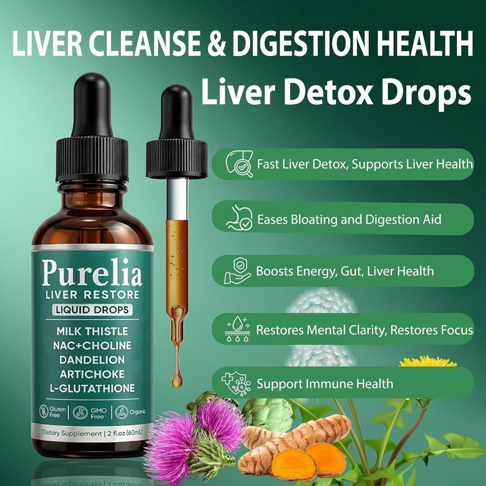 Purelia Liver Restore Drops – Milk Thistle Detox

