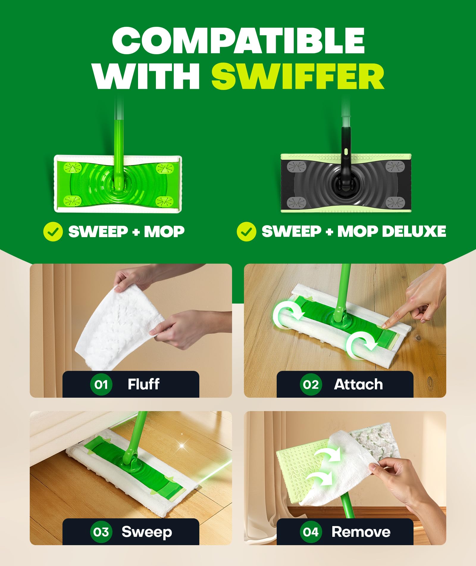 Domudy Dry Cloth Refills for Swiffer Sweeper Mop

