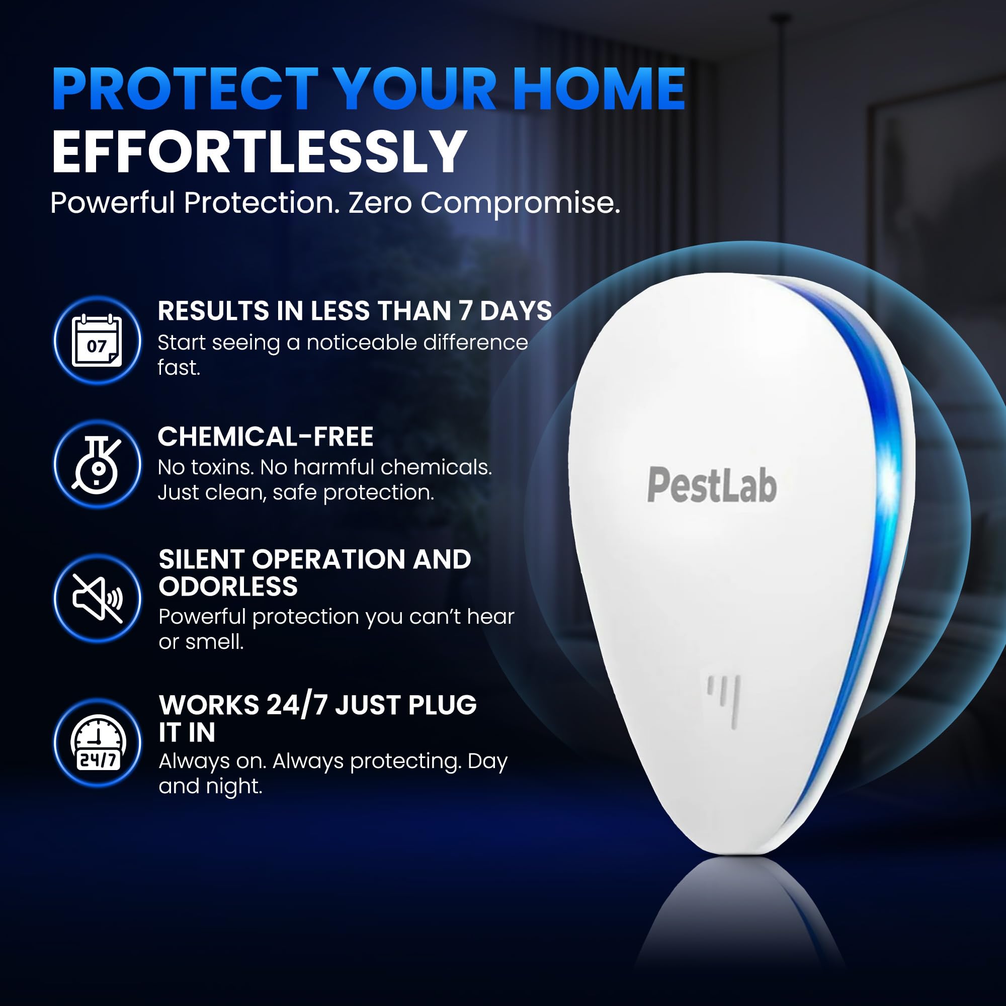 PestLab Ultrasonic Pest Repeller 300 Sq Ft Coverage

