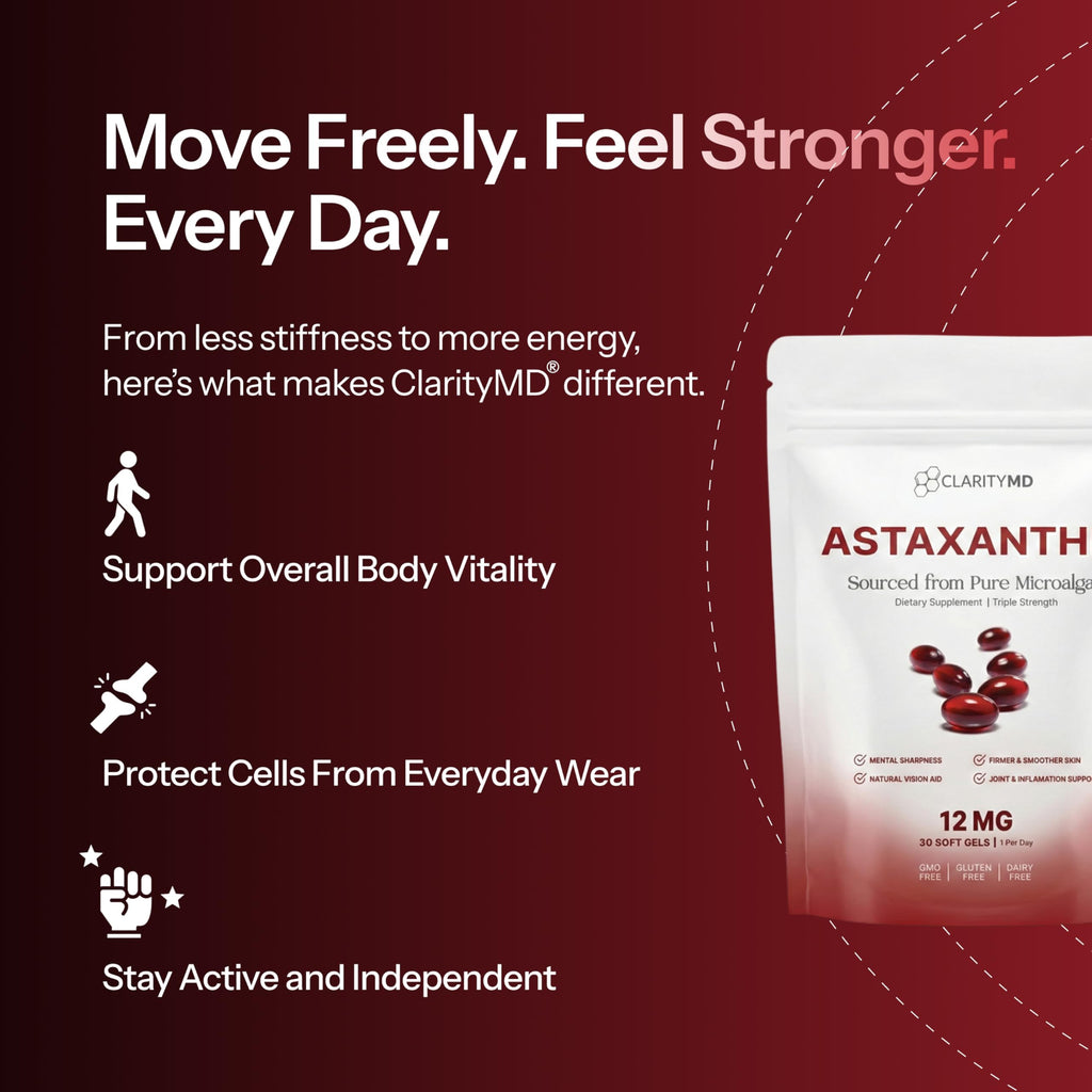 Astaxanthin 12mg Softgels - Natural Microalgae Source

