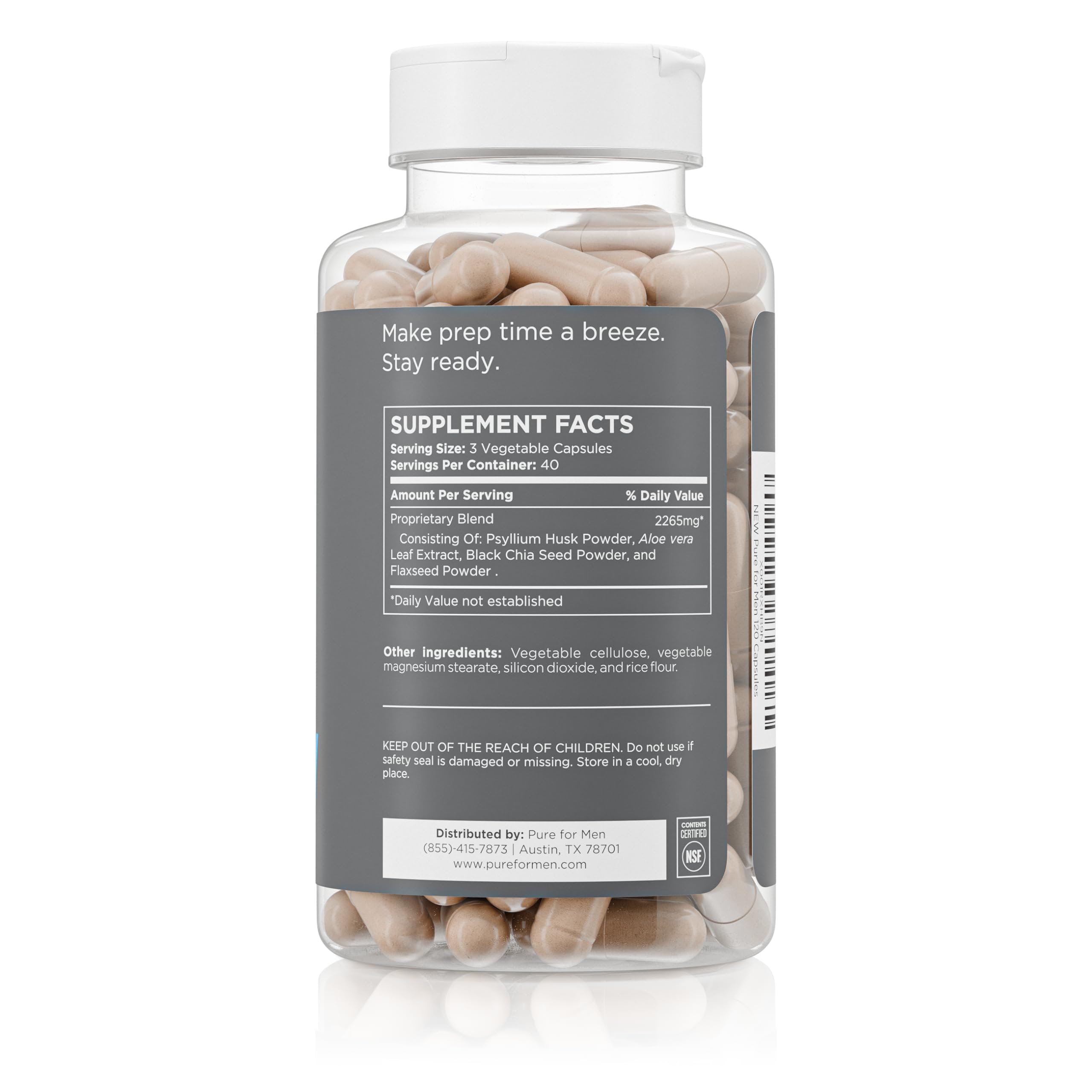 Pure for Men Stay Ready Fiber Digestive Supplement


