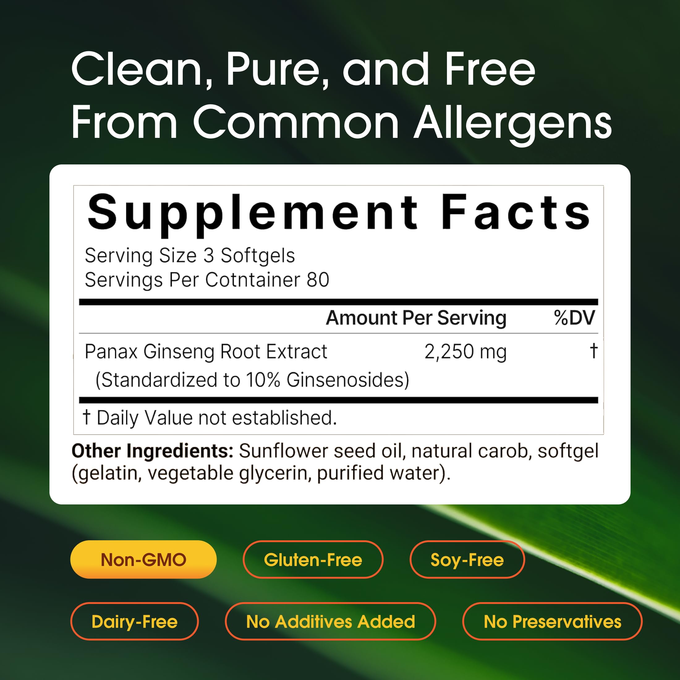 NatureBell Panax Ginseng Softgels Energy & Immune Support

