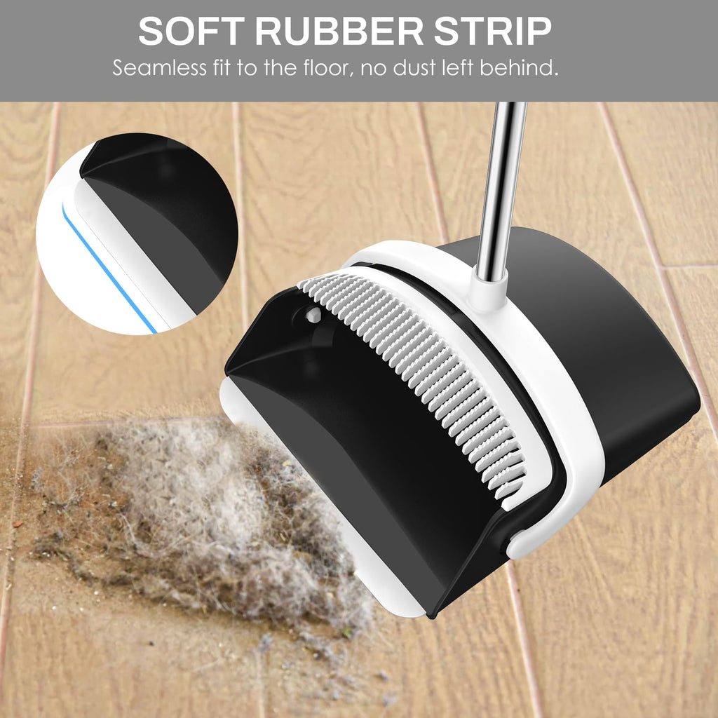 Broom and Dustpan Set with Adjustable Handle for Home Cleaning

