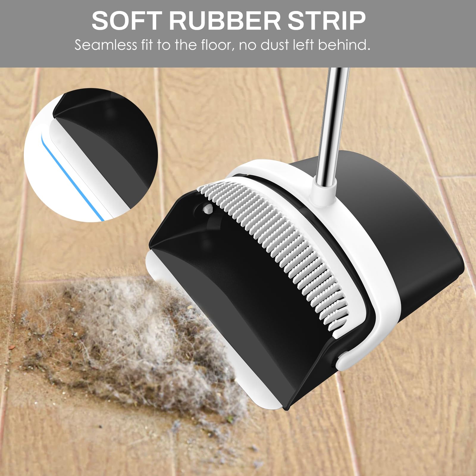 Broom and Dustpan Set with Adjustable Handle for Home Cleaning

