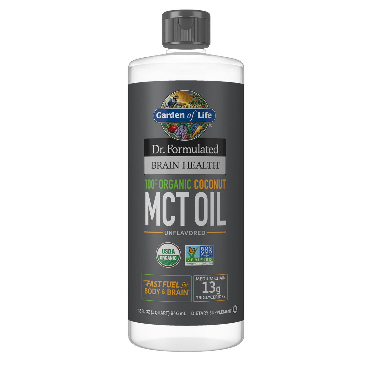 Garden of Life Dr. Formulated MCT Oil for Brain Health, Organic Coconut