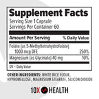 10X Health 5-MTHF Methylfolate Supplement for Brain & Heart

