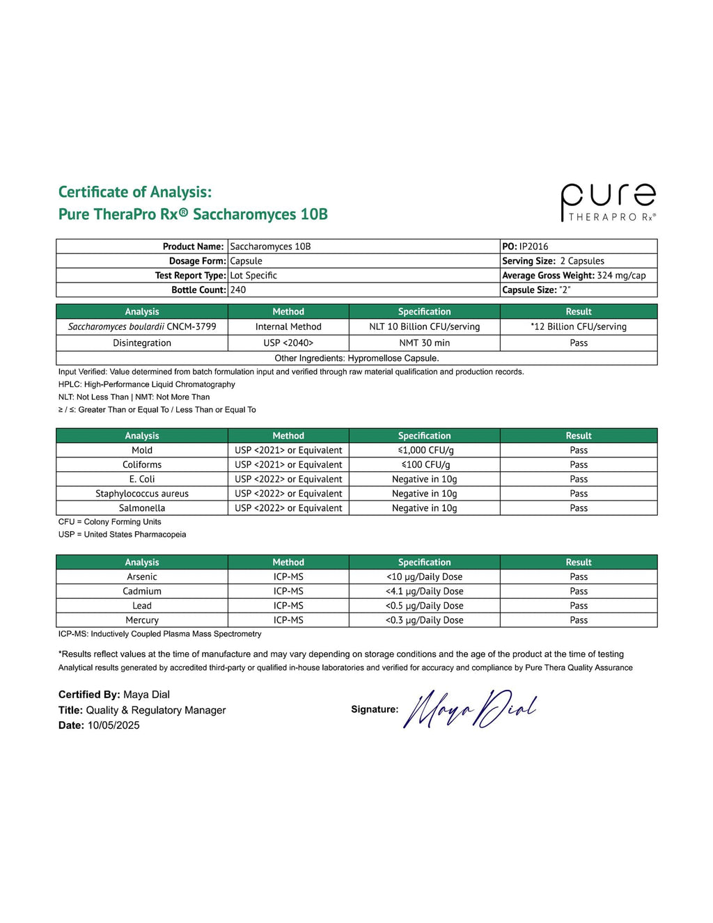 Saccharomyces Boulardii Probiotics by Pure TheraPro Rx

