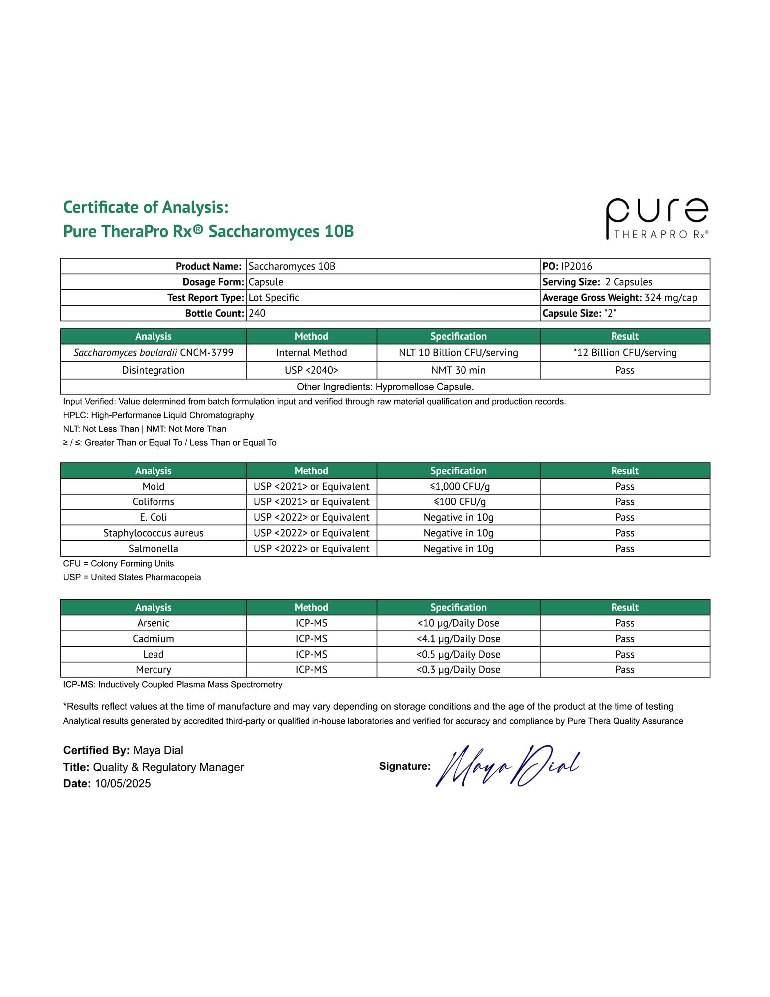 Saccharomyces Boulardii Probiotics by Pure TheraPro Rx

