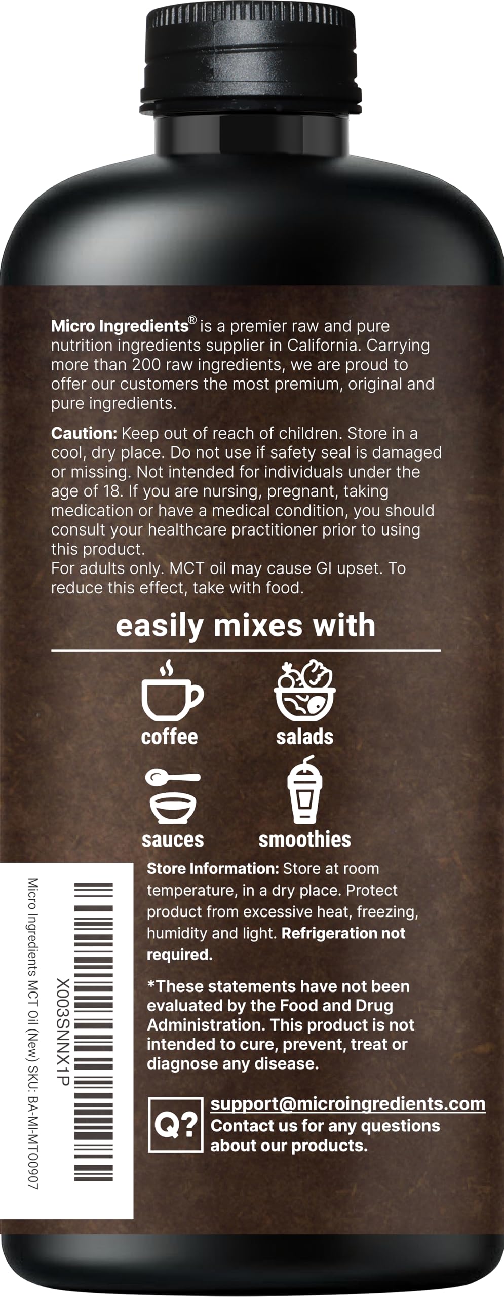 Micro Ingredients Organic MCT Oil - Keto & Vegan

