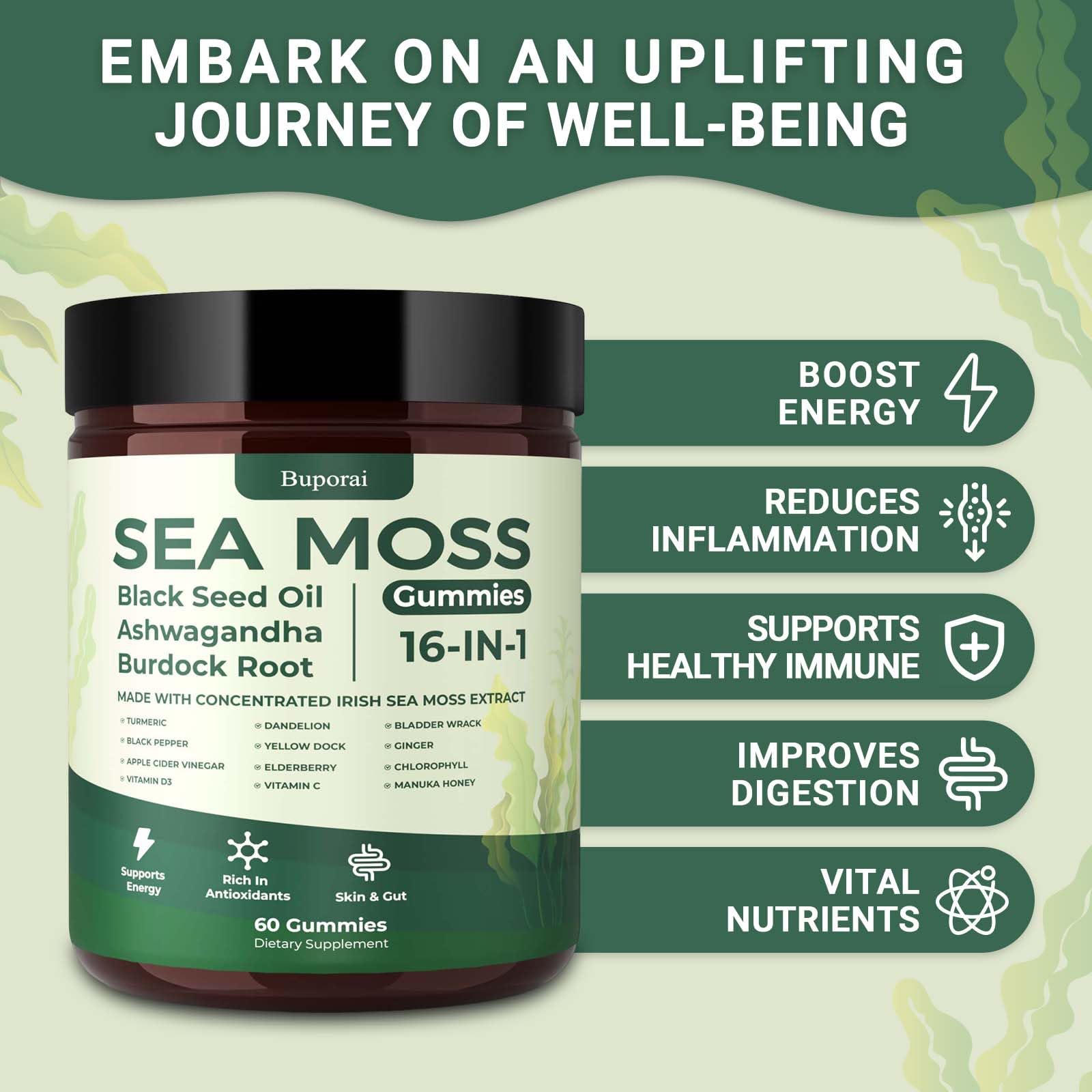 Sea Moss Gummies with Bladderwrack – Immune & Digestion


