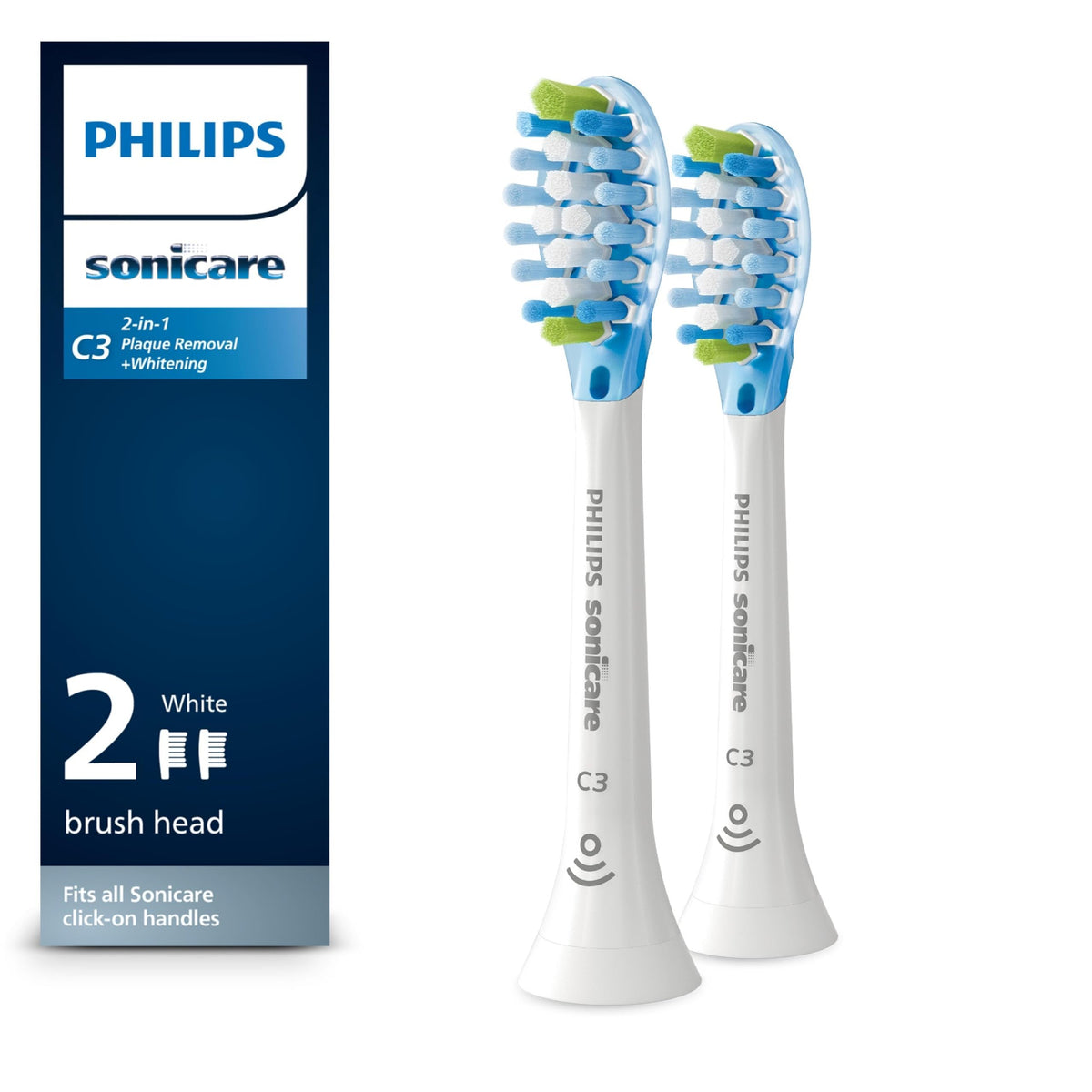 Philips Sonicare C3 Two-in-One Replacement Brush Heads for Deep Plaque Removal and Whitening