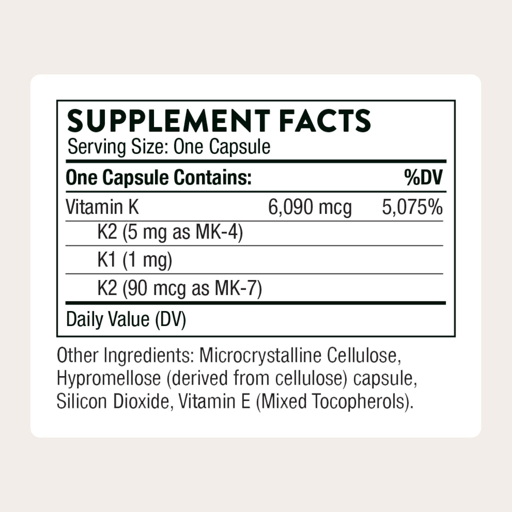 THORNE Vitamin K1 & K2 Capsule Supplement for Bone Health

