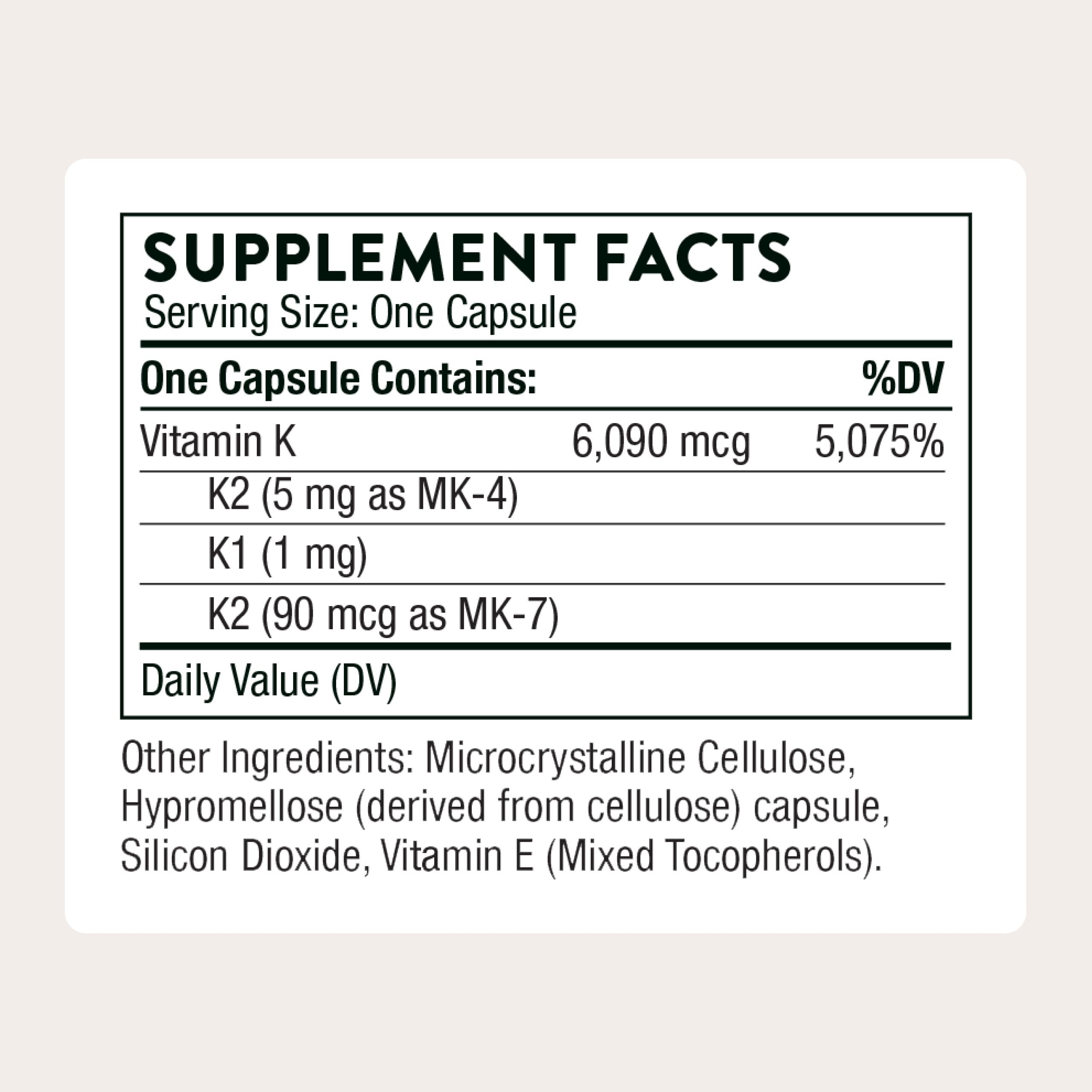 THORNE Vitamin K1 & K2 Capsule Supplement for Bone Health

