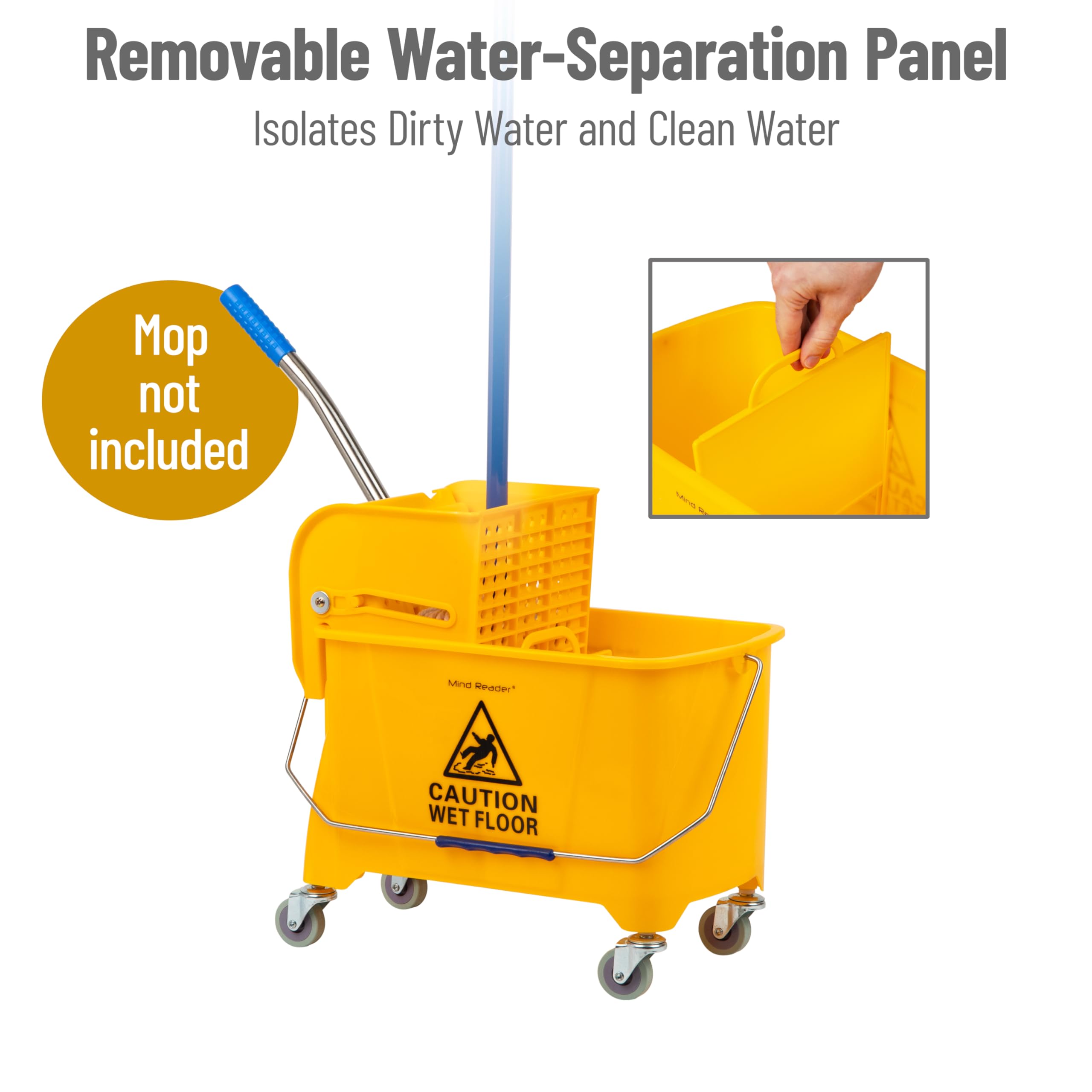 Mind Reader Mop Bucket with Wringer - 5.5 Gal

