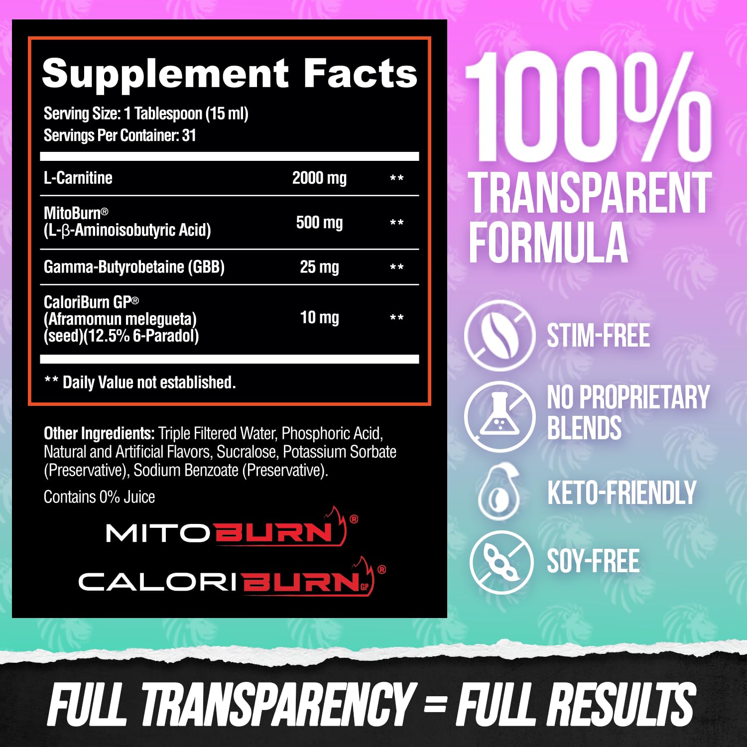 Alpha Lion L-Carnitine Liquid Burn2O 2000mg | Fat Burner

