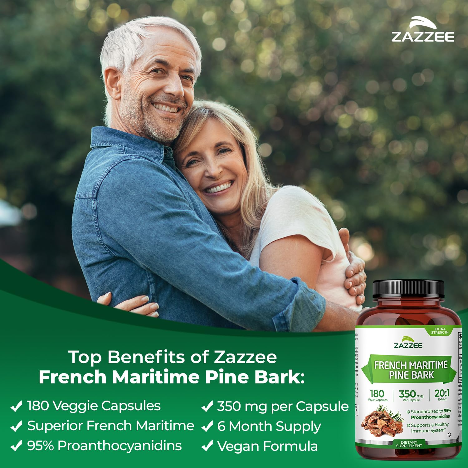 Zazzee Pine Bark Extract 350 mg Capsule | Vegan & Kosher

